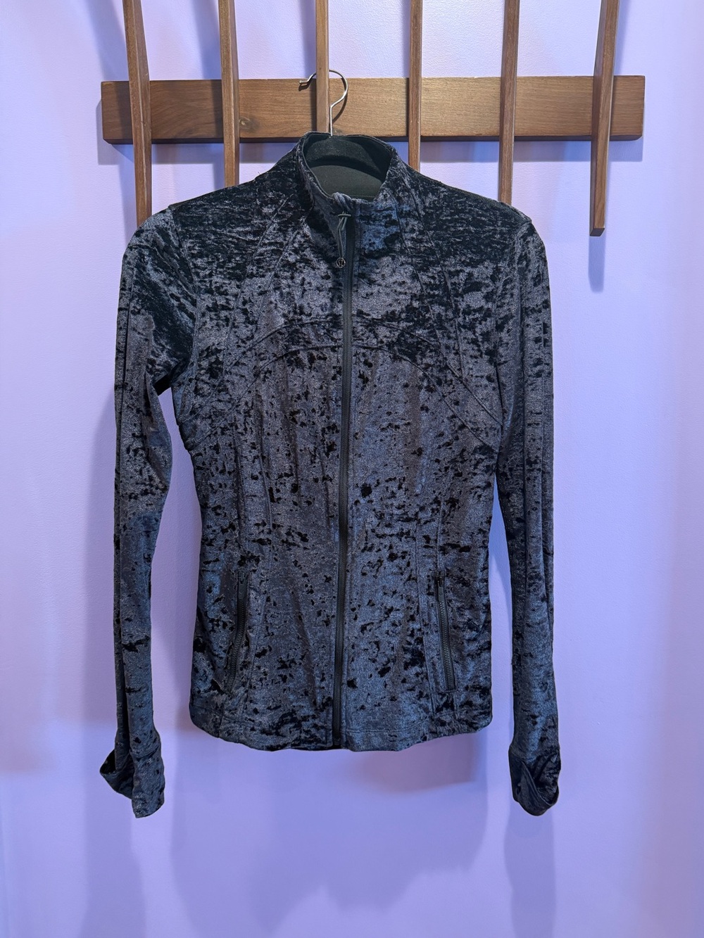lululemon define jacket crushed velvet black 8
